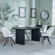 Bern Fluted Dining Set - 6 Seater - 160cm - Black - Ion Swivel Dining Chairs - Cream Boucle Fabric