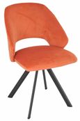 Bern Fluted Dining Set - 6 Seater - 160cm - Black - Ion Swivel Dining Chairs - Orange Velvet Fabric