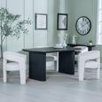 Bern Fluted Dining Set - 6 Seater - 160cm - Black - Kiefer Dining Chairs - Cream Boucle Fabric