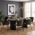 Boavista Dining Set - 210cm - Oval - Fluted Base - Dark Brown - 6 Maceda Dark Green Chairs