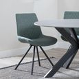 Carrara Dining Set - 4 Seater - 135cm - Round - Grey Ceramic - Extending - 4x Boden Swivel Dining Chairs - Green Fabric