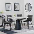 Carrara Dining Set - 4 Seater - 135cm - Round - Grey Ceramic - Extending - 4x Corona Dining Chairs - Grey Fabric