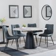 Carrara Dining Set - 4 Seater - 135cm - Round - Grey Ceramic - Extending - 4x Corona Dining Chairs - Light Grey Fabric
