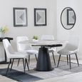 Carrara Dining Set - 4 Seater - 135cm - Round - Grey Ceramic - Extending - 4x Darwin Dining Chairs - Cream Fabric