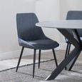 Carrara Dining Set - 4 Seater - 135cm - Round - Grey Ceramic - Extending - 4x Darwin Dining Chairs - Dark Grey Fabric