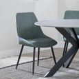 Carrara Dining Set - 4 Seater - 135cm - Round - Grey Ceramic - Extending - 4x Darwin Dining Chairs - Green Fabric