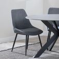 Carrara Dining Set - 4 Seater - 135cm - Round - Grey Ceramic - Extending - 4x Darwin Dining Chairs - Grey Fabric