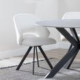 Carrara Dining Set - 4 Seater - 135cm - Round - Grey Ceramic - Extending - 4x Ion Swivel Dining Chairs - Cream Boucle Fabric