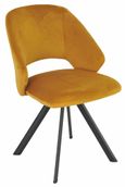 Carrara Dining Set - 4 Seater - 135cm - Round - Grey Ceramic - Extending - 4x Ion Swivel Dining Chairs - Mustard Velvet Fabric