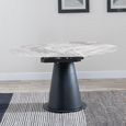 Carrara Dining Set - 4 Seater - 135cm - Round - Grey Ceramic - Extending - 4x Ion Swivel Dining Chairs - Orange Velvet Fabric