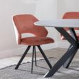 Carrara Dining Set - 4 Seater - 135cm - Round - Grey Ceramic - Extending - 4x Ion Swivel Dining Chairs - Orange Velvet Fabric