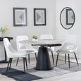 Carrara Dining Set - 4 Seater - 135cm - Round - Grey Ceramic - Extending - 4x Peyton Dining Chairs - Cream Fabric