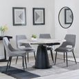 Carrara Dining Set - 4 Seater - 135cm - Round - Grey Ceramic - Extending - 4x Peyton Dining Chairs - Grey Fabric