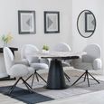 Carrara Dining Set - 4 Seater - 135cm - Round - Grey Ceramic - Extending - 4x Theo Swivel Dining Chairs - Grey Fabric
