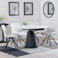 Carrara Dining Set - 4 Seater - 135cm - Round - White Ceramic - Extending - 4x Boden Swivel Dining Chairs - Cream Fabric