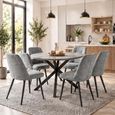 Faro Charcoal Melamine 6 Seater 150cm Round Dining Set with 6 Newport Chair