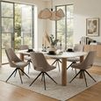 Fondi Dining Set - 240cm - Sand and Brown - 6 Dokka Swivel Chairs