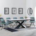 Hayden Dining Set - 6-12 Seater - 160cm-240cm - White Ceramic - Extending - Boden Swivel Dining Chairs - Green Fabric