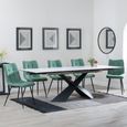 Hayden Dining Set - 6-12 Seater - 160cm-240cm - White Ceramic - Extending - Corona Dining Chairs - Green Fabric