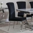 Louis Dining Set - 4 Seater - 140cm - Grey Marble & Chrome - Dining Chairs - Black Velvet Fabric