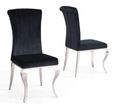 Louis Dining Set - 4 Seater - 140cm - Grey Marble & Chrome - Dining Chairs - Black Velvet Fabric