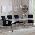 Louis Dining Set - 4 Seater - 140cm - Grey Marble & Chrome - Dining Chairs - Black Velvet Fabric