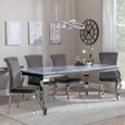 Louis Dining Set - 4 Seater - 140cm - Grey Marble & Chrome - Dining Chairs - Grey Velvet Fabric