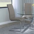 Louis Dining Set - 4 Seater - 140cm - Grey Marble & Chrome - Roma Dining Chairs - Beige Faux Leather