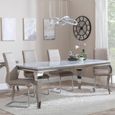 Louis Dining Set - 4 Seater - 140cm - Grey Marble & Chrome - Roma Dining Chairs - Beige Faux Leather