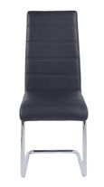 Louis Dining Set - 4 Seater - 140cm - Grey Marble & Chrome - Roma Dining Chairs - Black Faux Leather