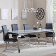 Louis Dining Set - 4 Seater - 140cm - Grey Marble & Chrome - Roma Dining Chairs - Black Faux Leather