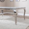 Louis Dining Set - 4 Seater - 140cm - Grey Marble & Chrome - Roma Dining Chairs - Grey Faux Leather