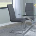 Louis Dining Set - 4 Seater - 140cm - Grey Marble & Chrome - Roma Dining Chairs - Grey Faux Leather