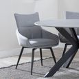 Merlin Dining Set - 6 Seater - 180cm - White Ceramic - Ace Swivel Dining Chairs - Grey Fabric