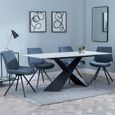 Merlin Dining Set - 6 Seater - 180cm - White Ceramic - Boden Swivel Dining Chairs - Dark Grey Fabric