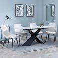 Merlin Dining Set - 6 Seater - 180cm - White Ceramic - Darwin Dining Chairs - Cream Fabric
