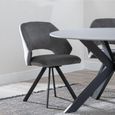 Merlin Dining Set - 6 Seater - 180cm - White Ceramic - Ion Swivel Dining Chairs - Dark Grey Velvet Fabric