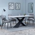 Merlin Dining Set - 6 Seater - 180cm - White Ceramic - Peyton Dining Chairs - Grey Fabric