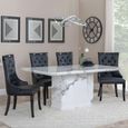 Naples Dining Set - 6 Seater - 160cm - White Marble - Carmela Dining Chairs - Black Leather