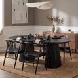 Osaka Oak Extending Dining Set - 120cm-200cm - Round - Slatted Base - Black - 4 Agustin Spindle Back Chairs