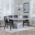 Turin Dining Set - 8 Seater - 140cm - Square - Grey Marble - Paris Dining Chairs - Brown Leather - Brown Legs