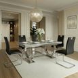 Glacier Dining Table - Grey Marble & Chrome - Sizes Available