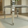 Louis Square Dining Table - 4 Seater - 100cm - Grey Marble & Chrome