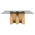 Newton Dining Table - 6 Seater - 180cm - Smoked Glass and Oak