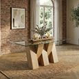 Newton Dining Table - 6 Seater - 180cm - Glass and Oak