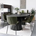 Osaka Round Extending Dining Table - 4-8 Seater - 120cm-200cm - Slatted Base - Black Oak