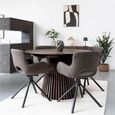 Osaka Round Extending Dining Table - 4-8 Seater - 120cm-200cm - Slatted Base - Smoked Oak