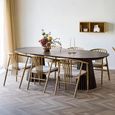 Osaka Round Extending Dining Table - 4-8 Seater - 120cm-240cm - Slatted Base - Smoked Oak