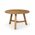 Hawthorne Outdoor Round Slatted Dining Table Natural Teak Wood
