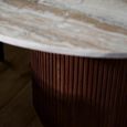 Erie Dining Table - 6 Seater - 140cm - Round - Ivory Marble with Brown Base